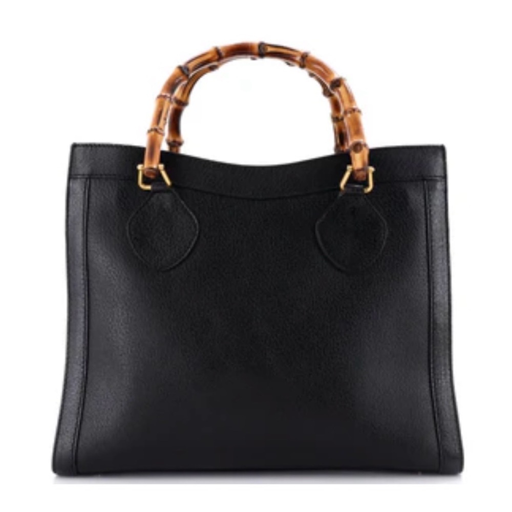 Gucci Diana- Black Leather Tote with Bamboo Top Handles with COA